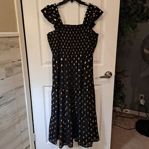 Grace Karin Black Gold Smocked Flutter Strap